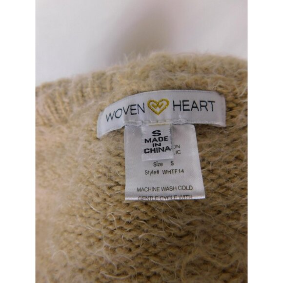 Woven Heart Small Beige Fuzzy Cardigan Open Front Cottagecore - Picture 9 of 11